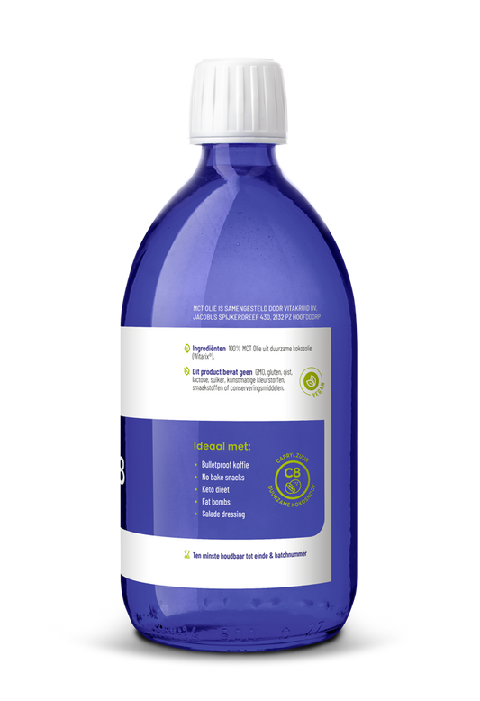 Vitakruid MCT Olie C8 100% zuivere & duurzame kokosolie 500.00 Milliliter
