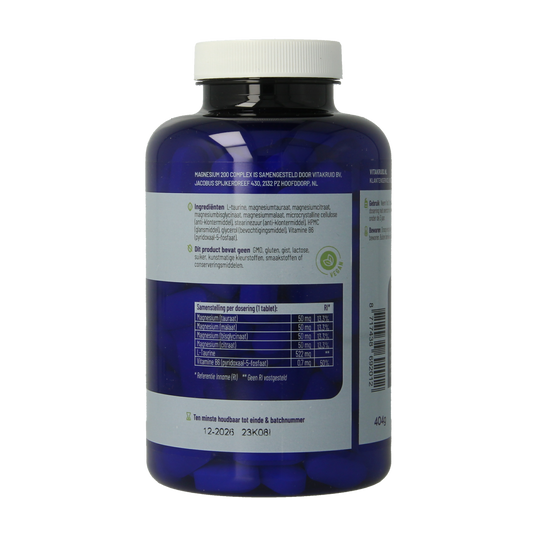 Vitakruid Magnesium 200 Complex Tauraat Malaat Bisglycinaat 180.00 Tabletten