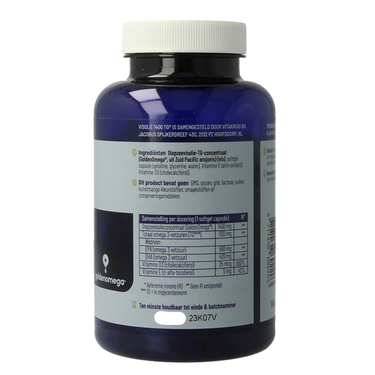 Vitakruid Visolie 1400 TG Triglyceriden met D3 90.00 Softgels