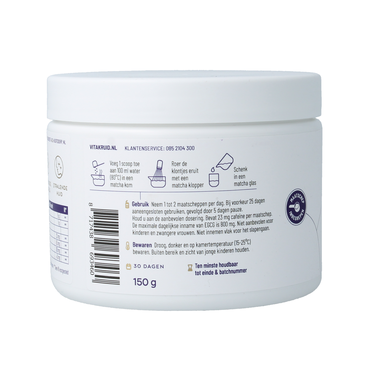 Vitakruid Matcha collageen met sunmatcha & solugel 150.00 Gram