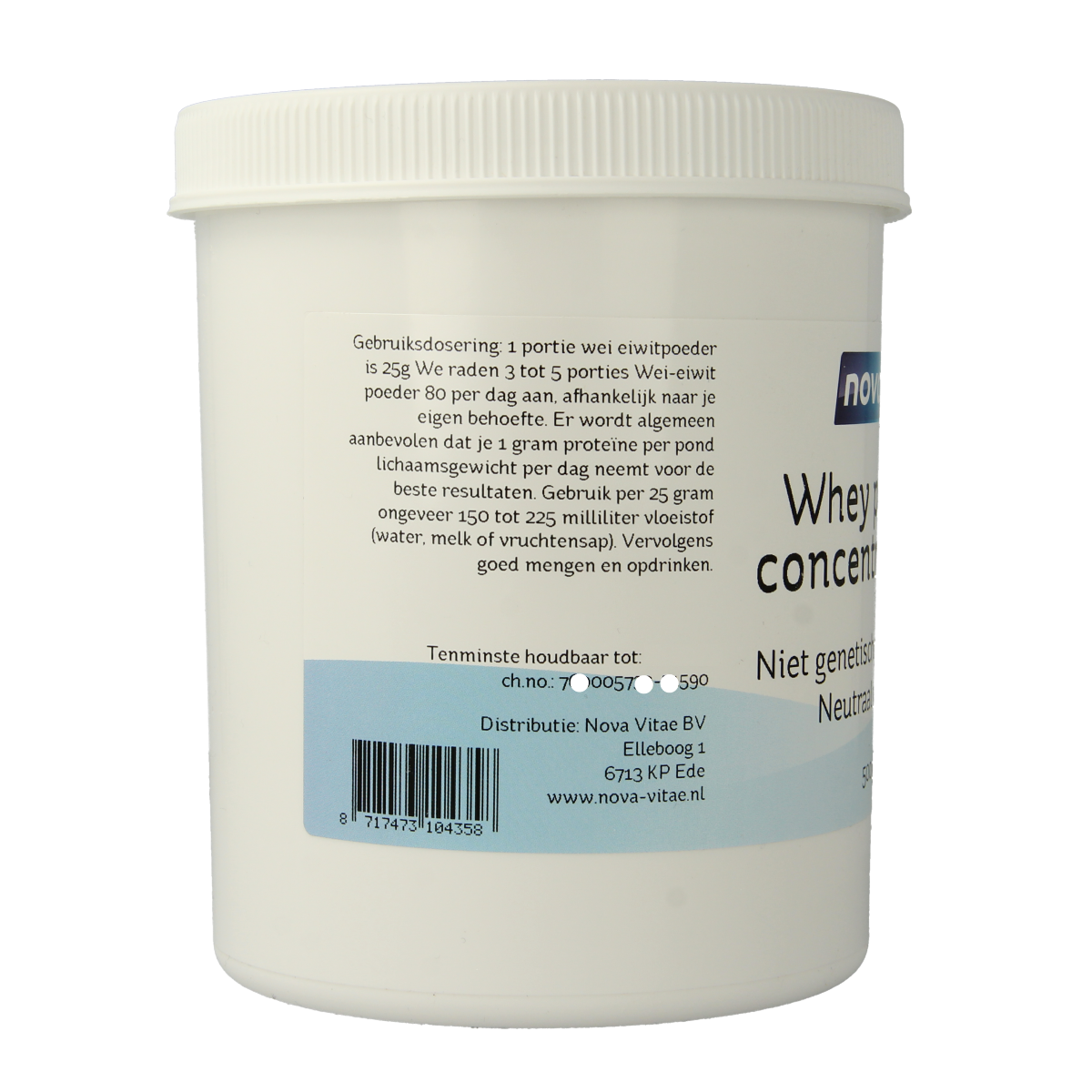 Nova Vitae Whey proteine concentraat 80% 500.00 Gram