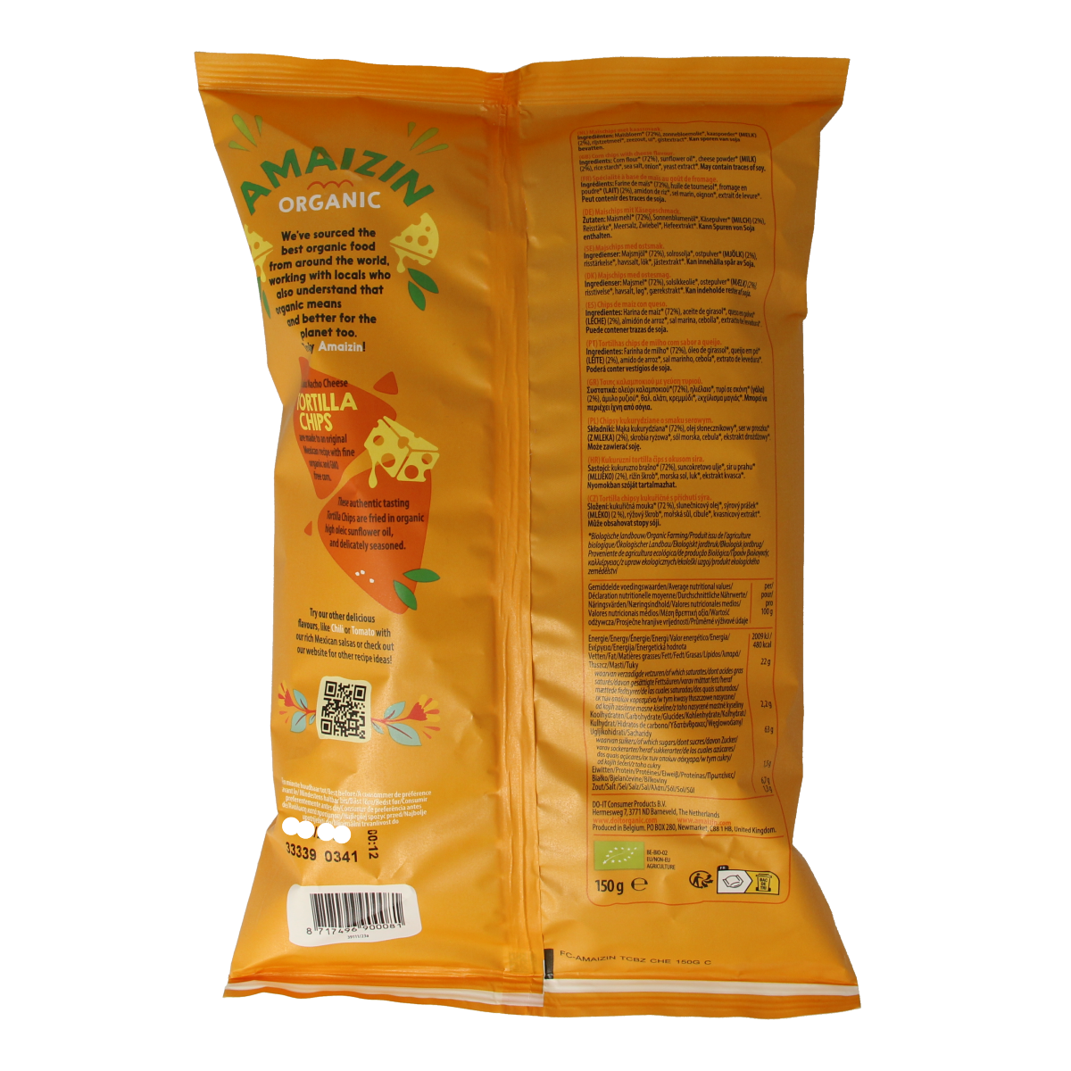 Amaizin Corn chips nacho bio 150.00 Gram