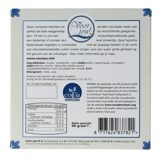 Voor Jou! Wensreep Delftsblauw gewoon omdat 75.00 Gram