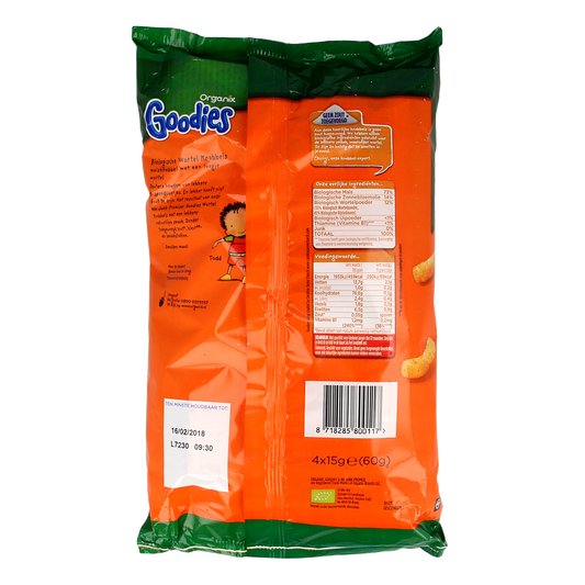 Organix Goodies Mais knabbels met wortel 10+M bio 60.00 Gram