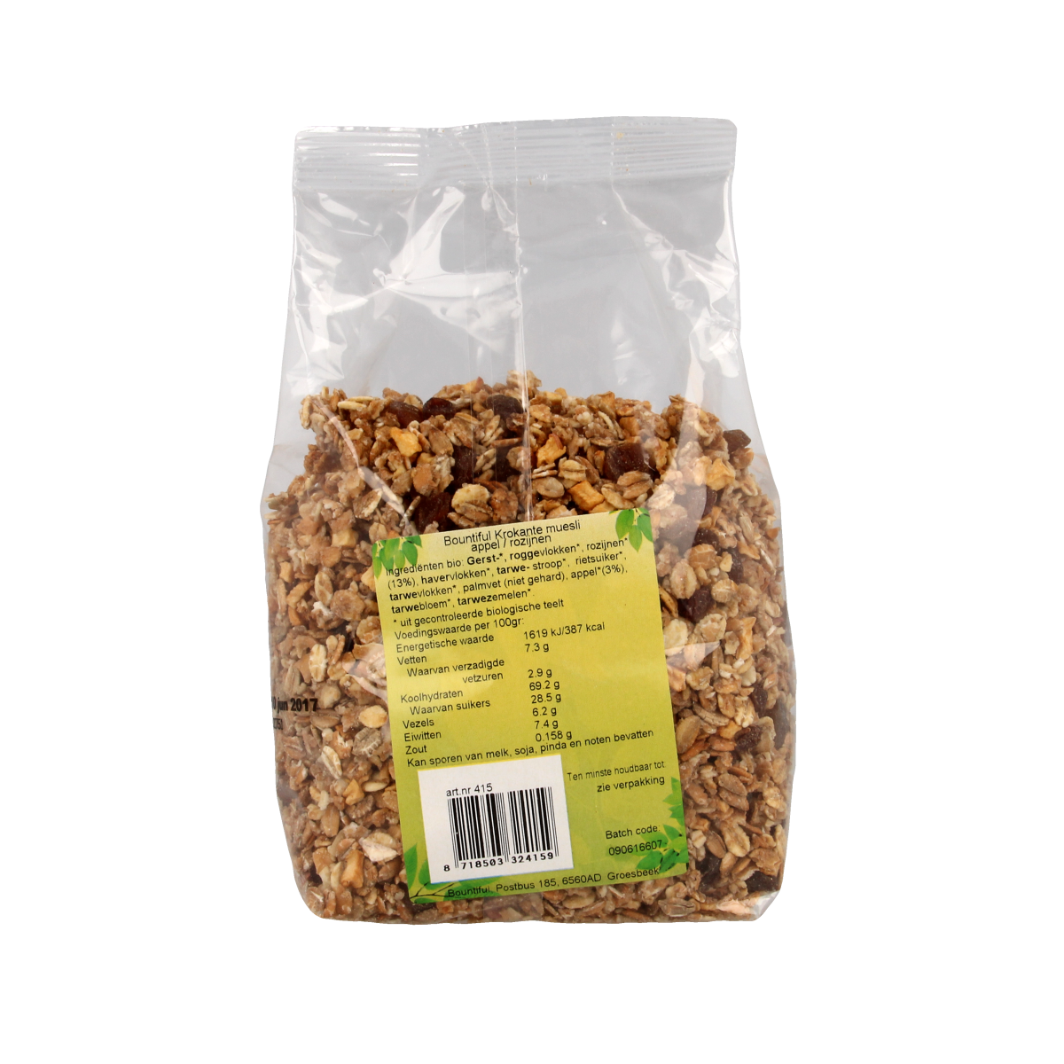 Bountiful Granola appel rozijn muesli bio 500.00 Gram