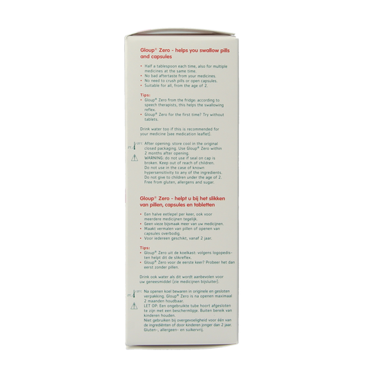 Gloup Zero medicatie inname gel framboos 75.00 Milliliter