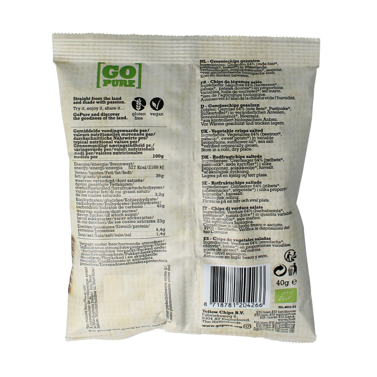 Go Pure Chips groente bio 40.00 Gram