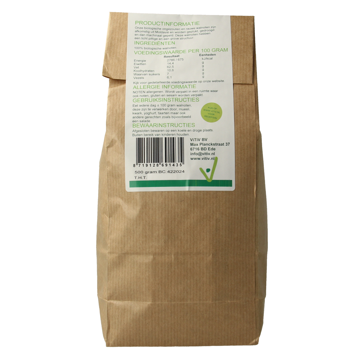 Vitiv Walnoten bio 500.00 Gram