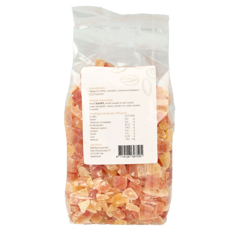 MijnNatuurwinkel Papaya blokjes gedroogd 400 Gram