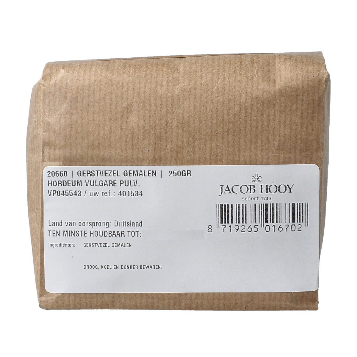 Jacob Hooy Gerstvezel gemalen 250.00 Gram
