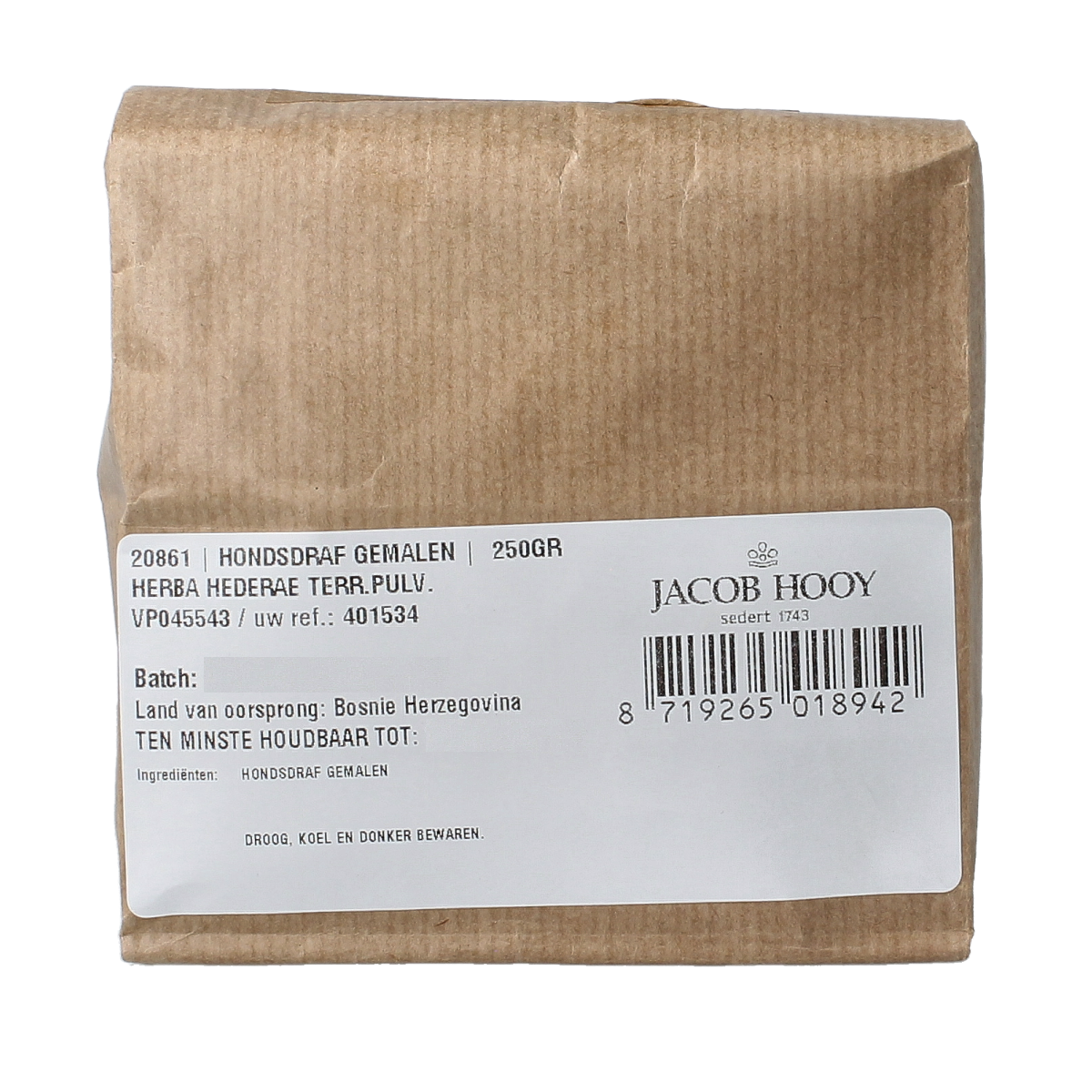 Jacob Hooy Hondsdraf gemalen 250.00 Gram