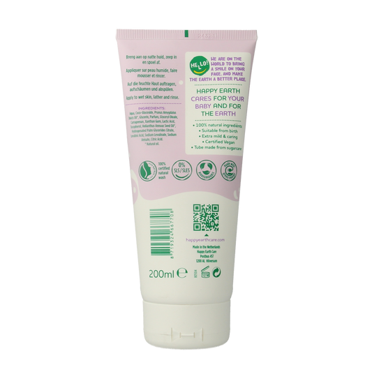 Happy Earth Wasgel creme olie baby & kids 200.00 Milliliter