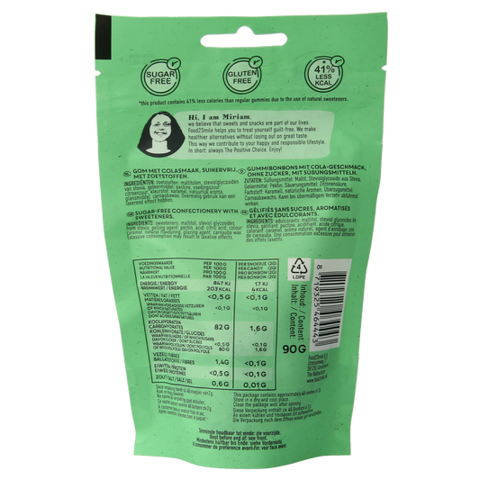Food2Smile Cola-la bottles suikervrij lactosevrij 90.00 Gram