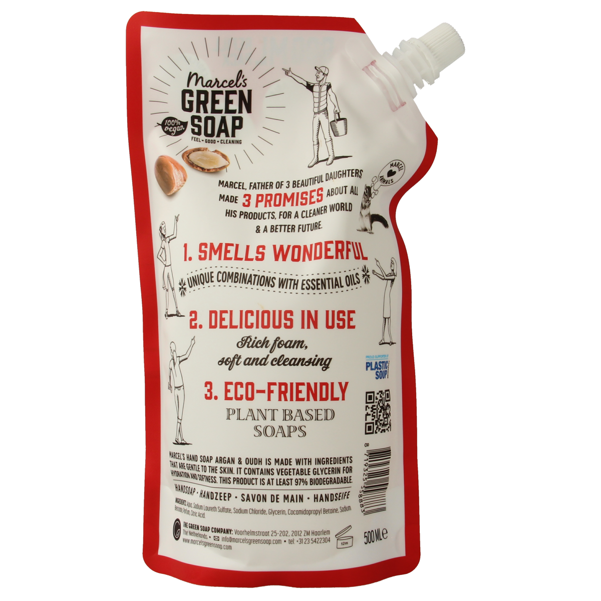 Marcel's Green Soap Handzeep argan & oudh navul 500.00 Milliliter