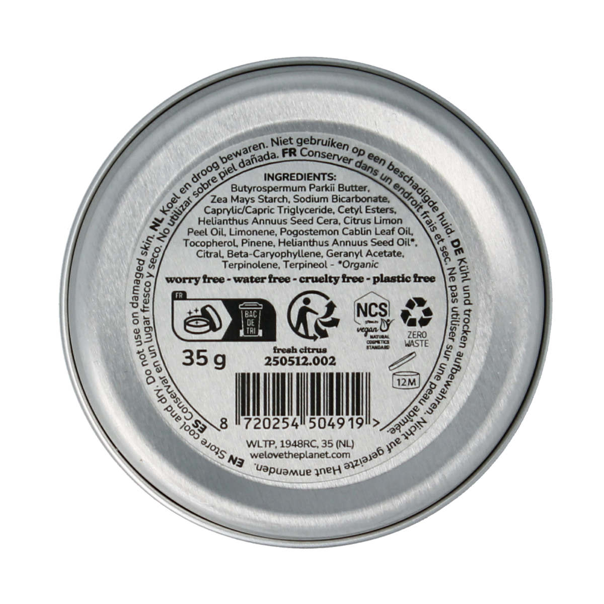 We Love The Planet Deodorant balm fresh citrus vegan 35.00 Gram