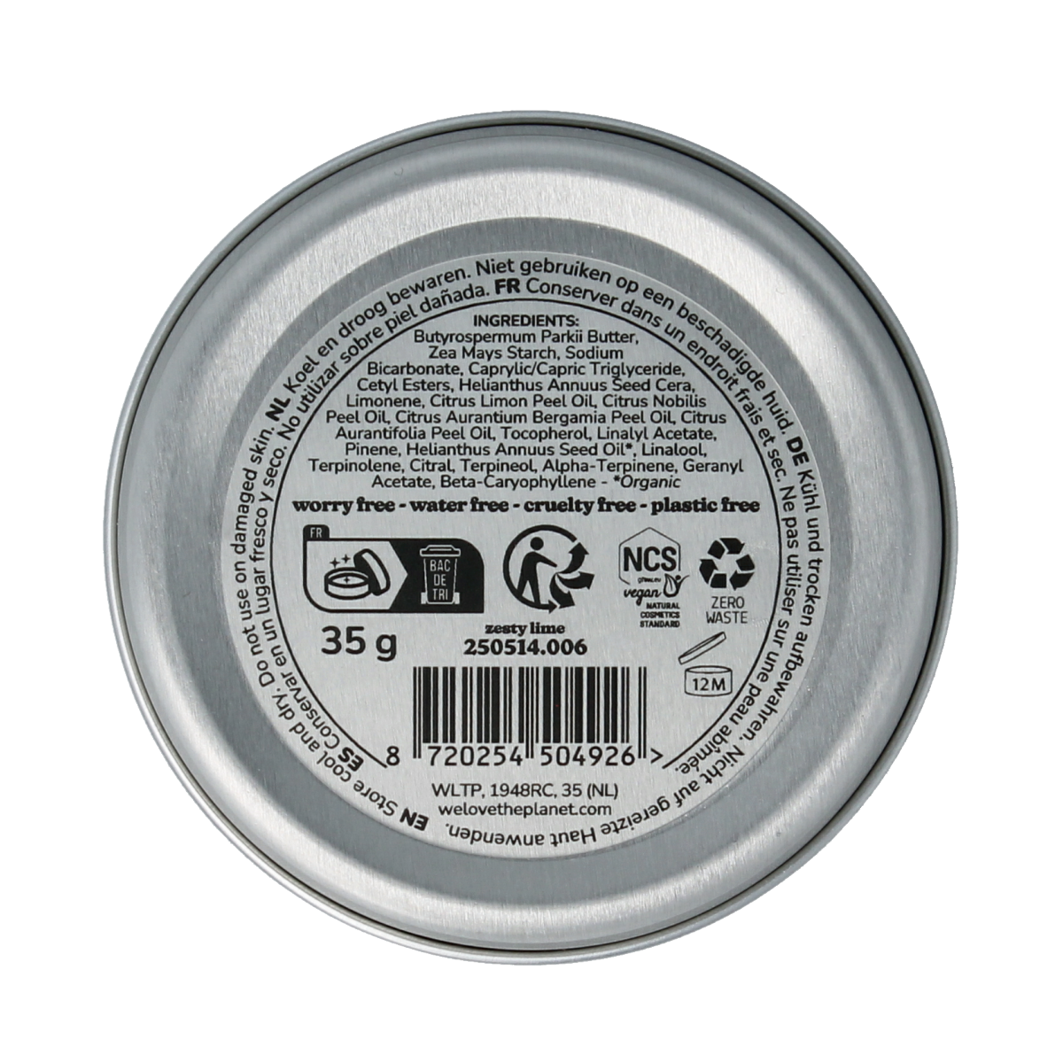We Love The Planet Deodorant balm zesty lime vegan 35.00 Gram