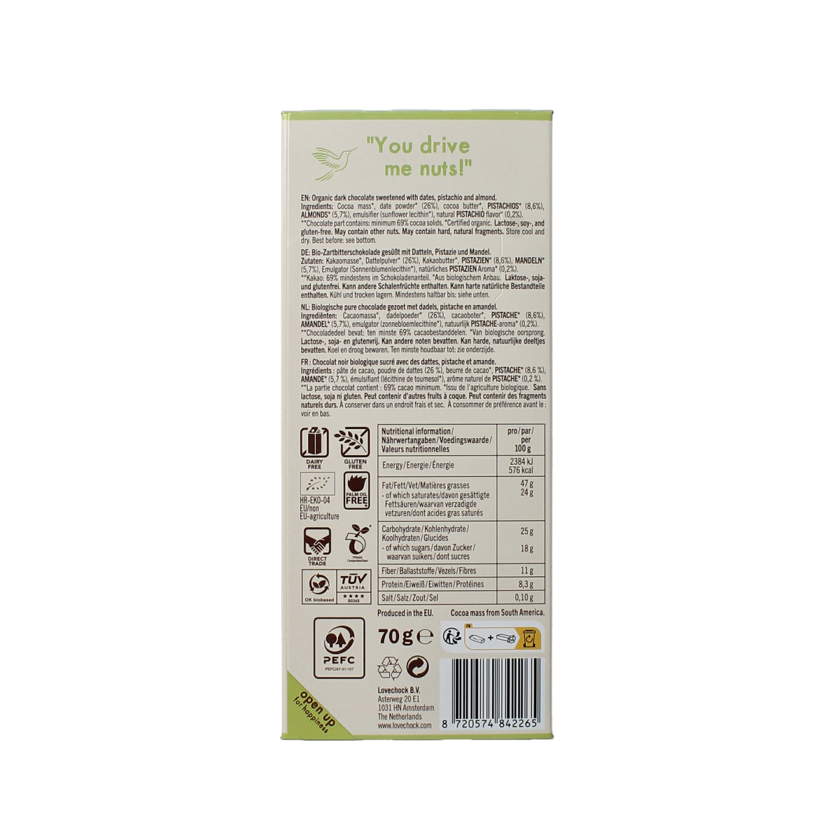 Lovechock Pistache almond bio 70.00 Gram