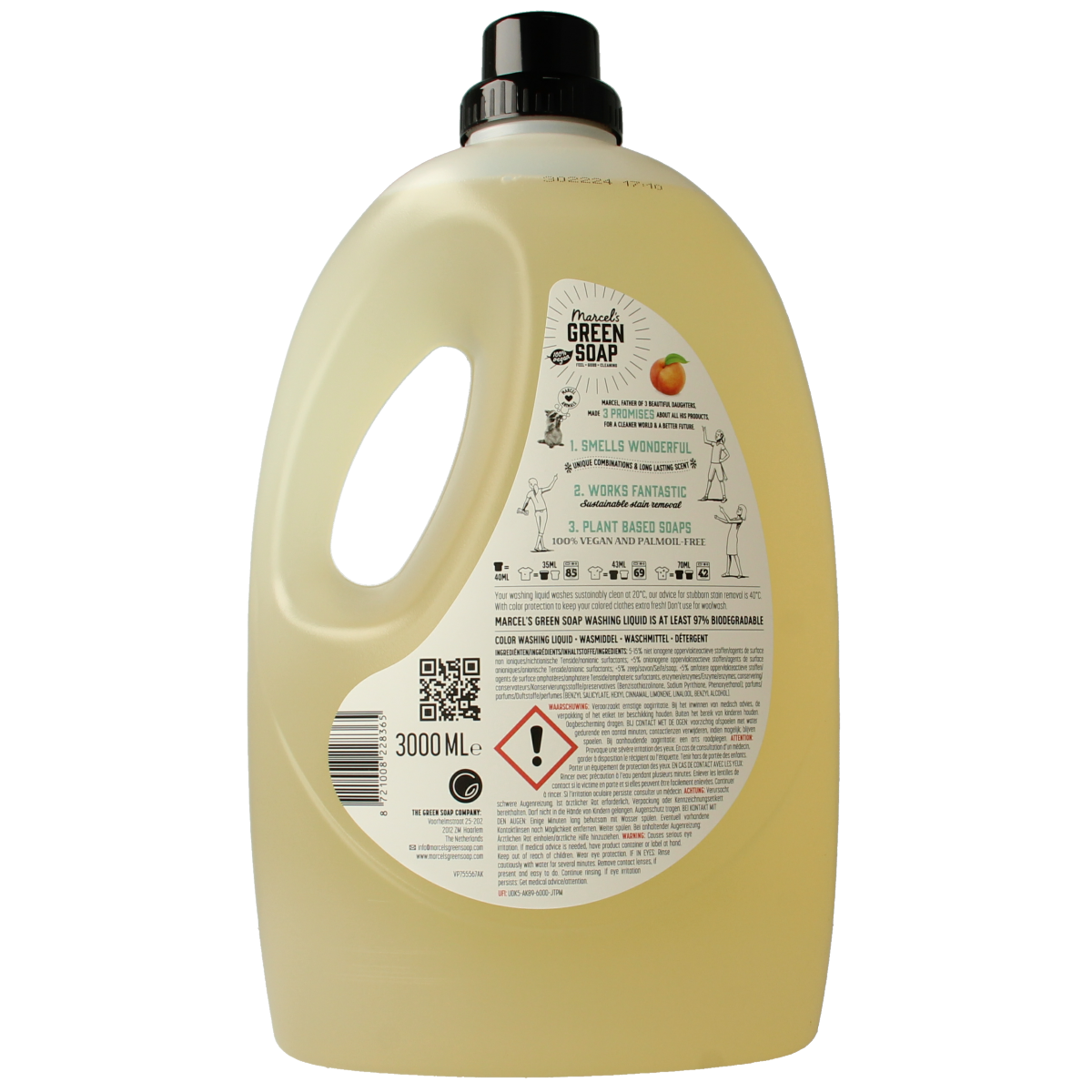 Marcel's Green Soap Wasmiddel kleur perzik & jasmijn 3.00 Liter