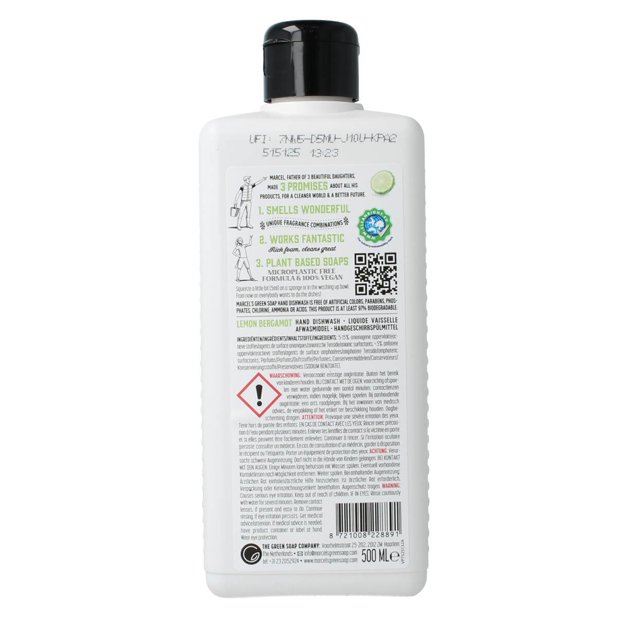 Marcel's Green Soap Afwasmiddel lemon & bergamot 500.00 Milliliter