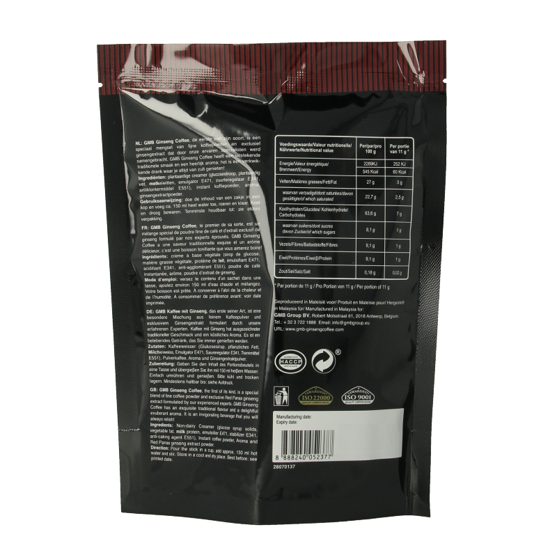 GMB Ginseng coffee zonder toegevoegde suiker 10 Sachets
