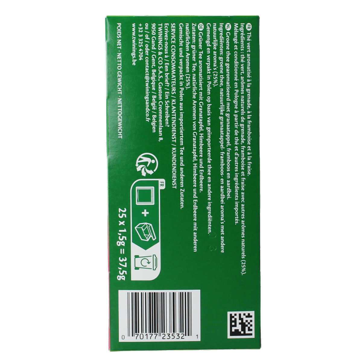 Twinings The vert pomogranate raspberry strawberry 25.00 Zakjes