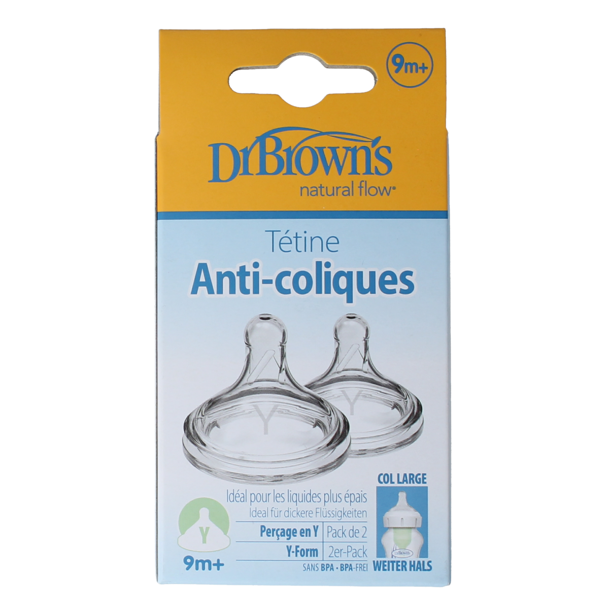 Dr. Brown's Options+ Y-speen brede halsfles 2.00 Stuks