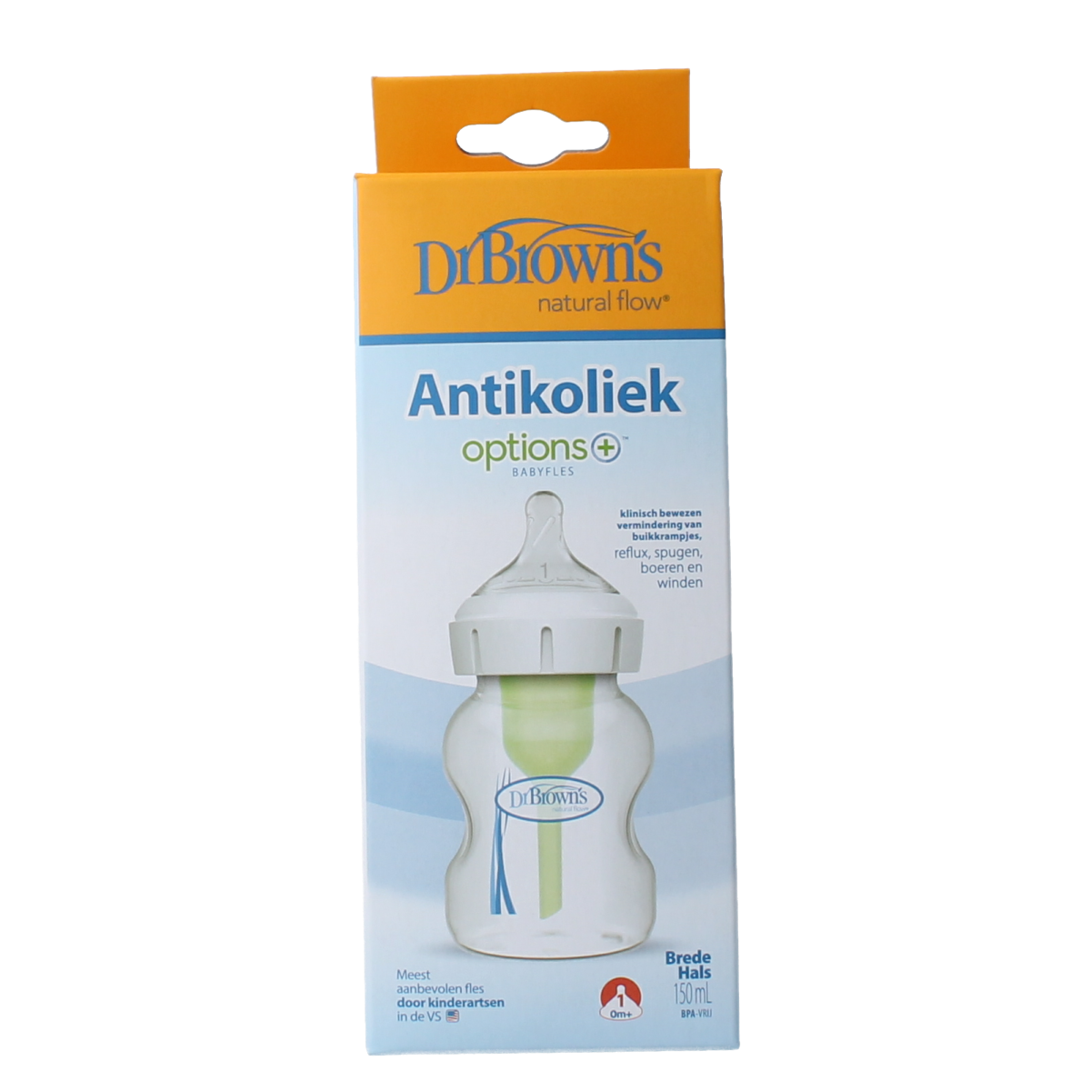 Dr. Brown's Options+ brede halsfles 150ml 1.00 Stuks