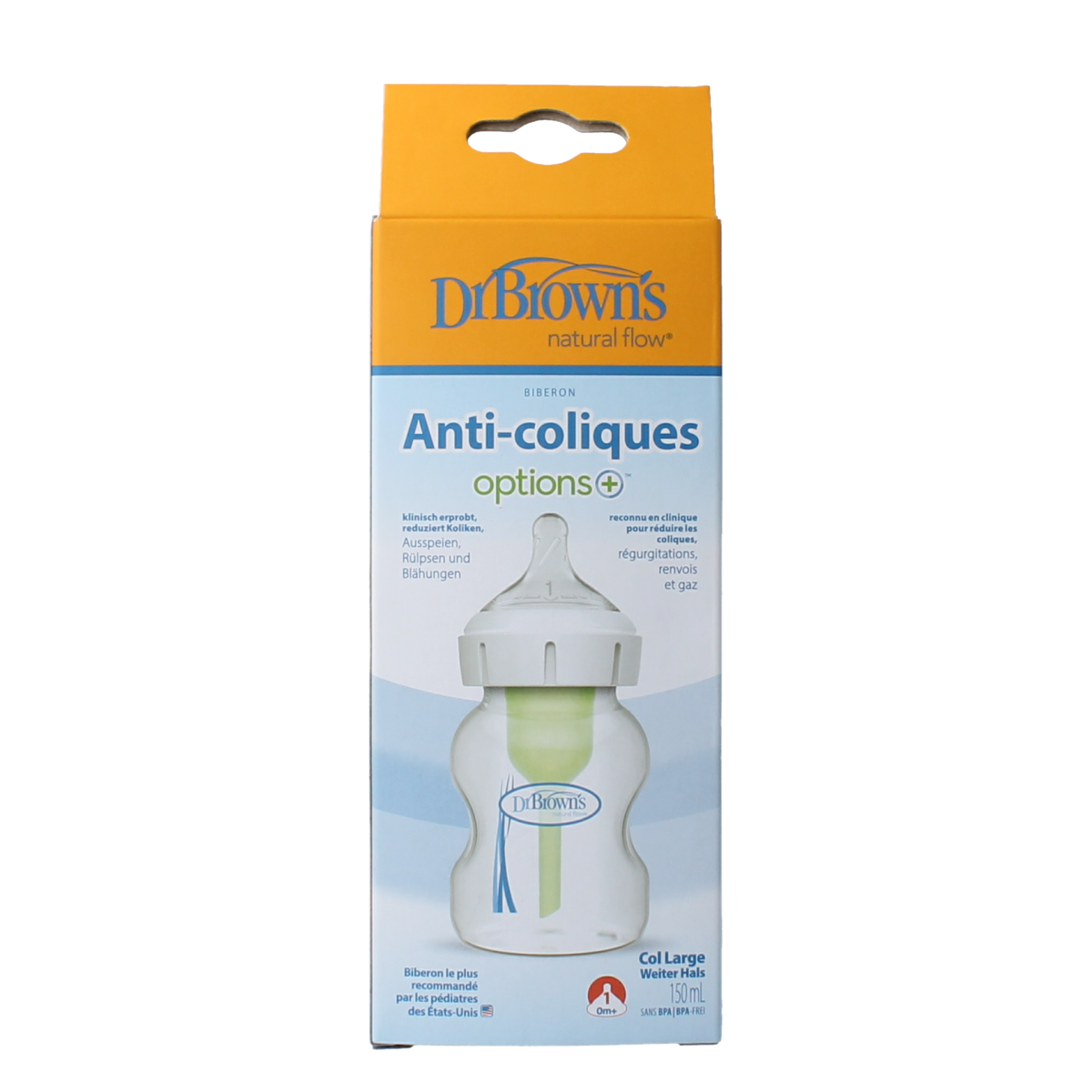 Dr. Brown's Options+ brede halsfles 150ml 1.00 Stuks