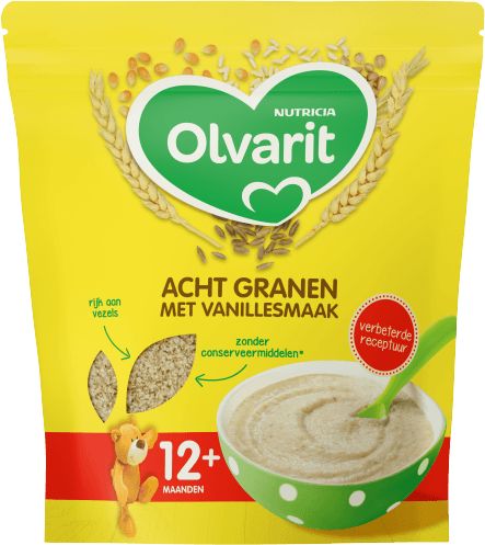 Olvarit Ontbijtpap 8 granen vanille 12+ maanden 200.00 Gram