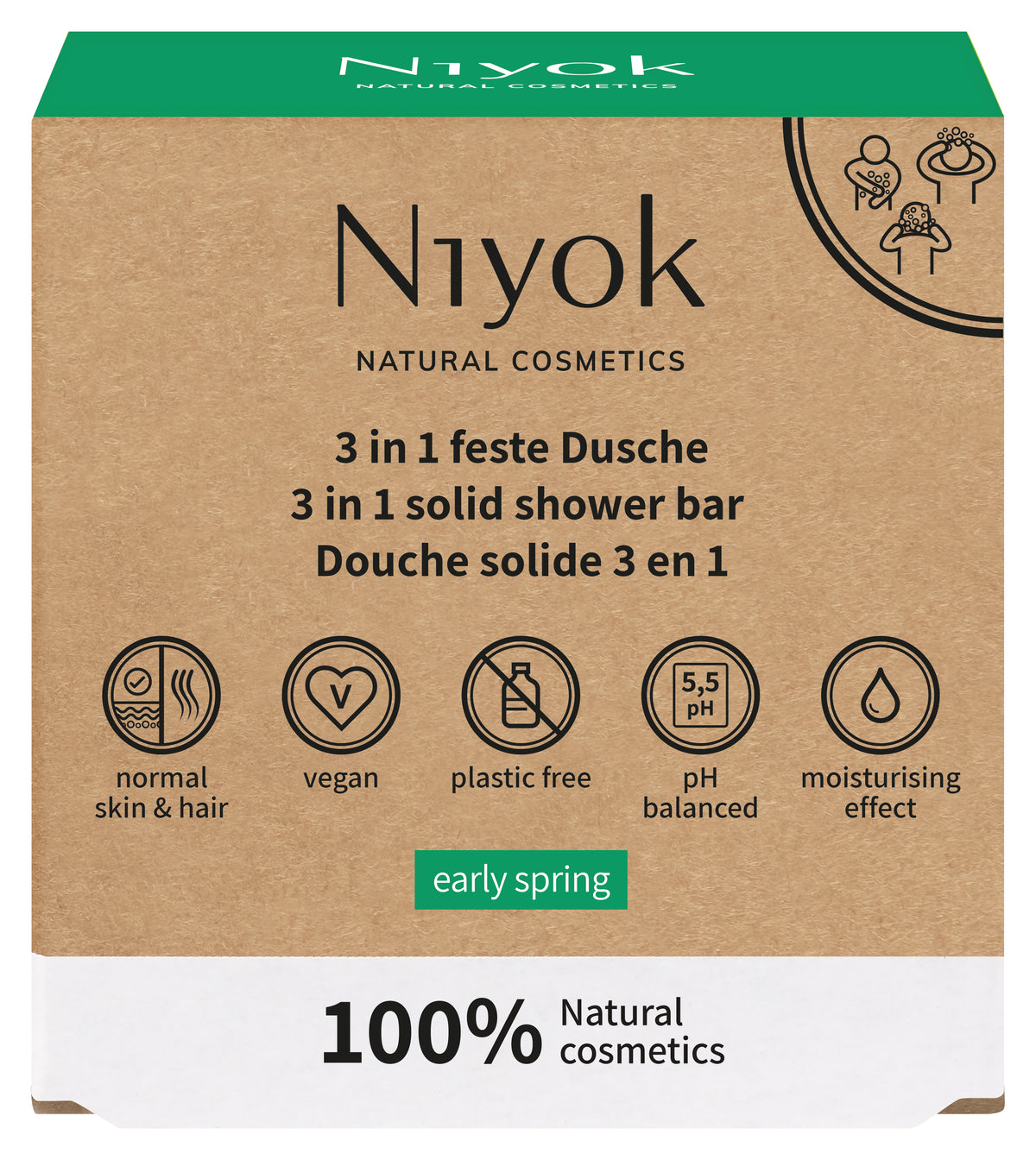 Niyok 3in1  body hair face wash early spring 80.00 Gram