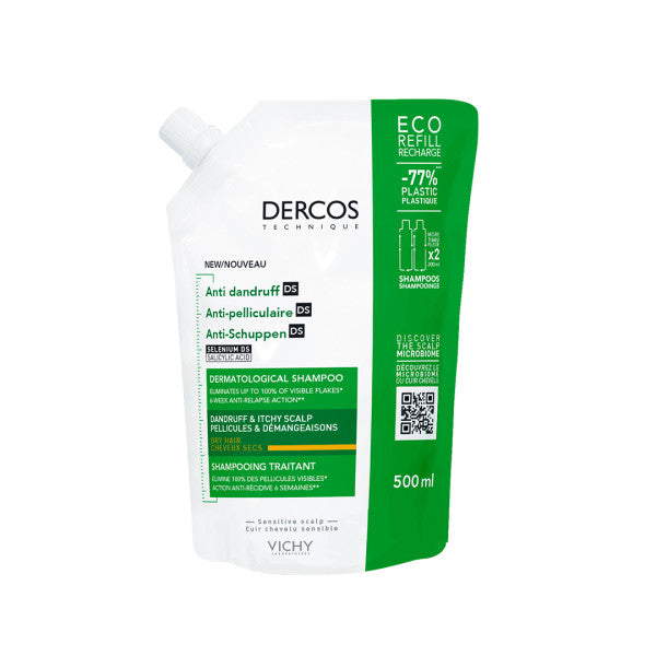 Vichy Dercos anti-roos shampoo droog haar navulling 500 Milliliter