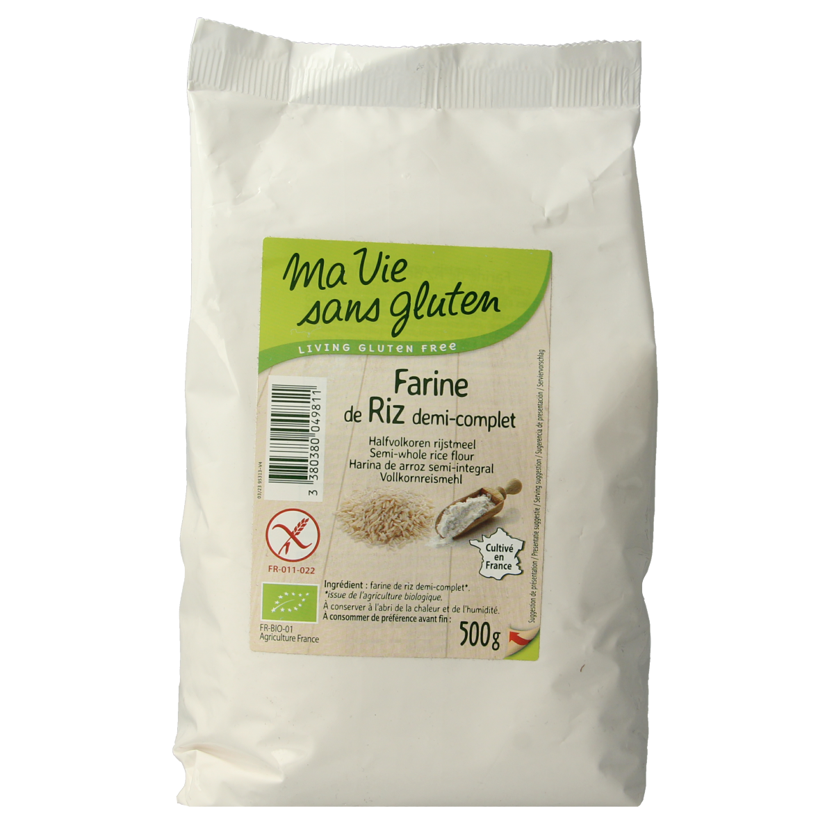 Ma Vie Sans Rijstmeel halfvolkoren glutenvrij bio 500.00 Gram