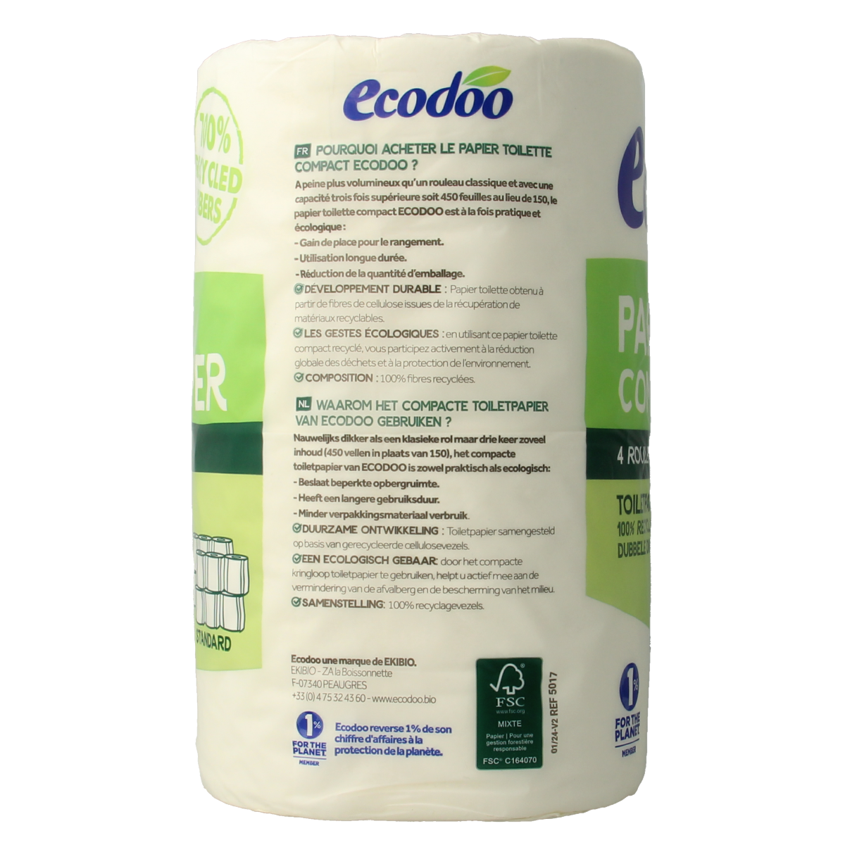 Ecodoo Toiletpapier compact ecologisch bio 4.00 Stuks