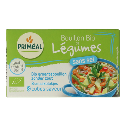 Primeal Groentebouillon blokjes zonder zout 9 gram bio 8.00 Stuks