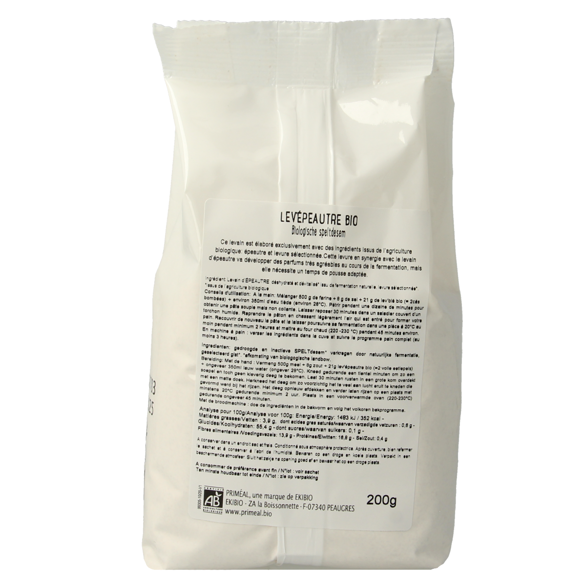 Primeal Zuurdesem speltmeel bio 200.00 Gram