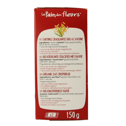 Pain Des Fleurs Krokante crackers haver glutenvrij bio  150.00 Gram