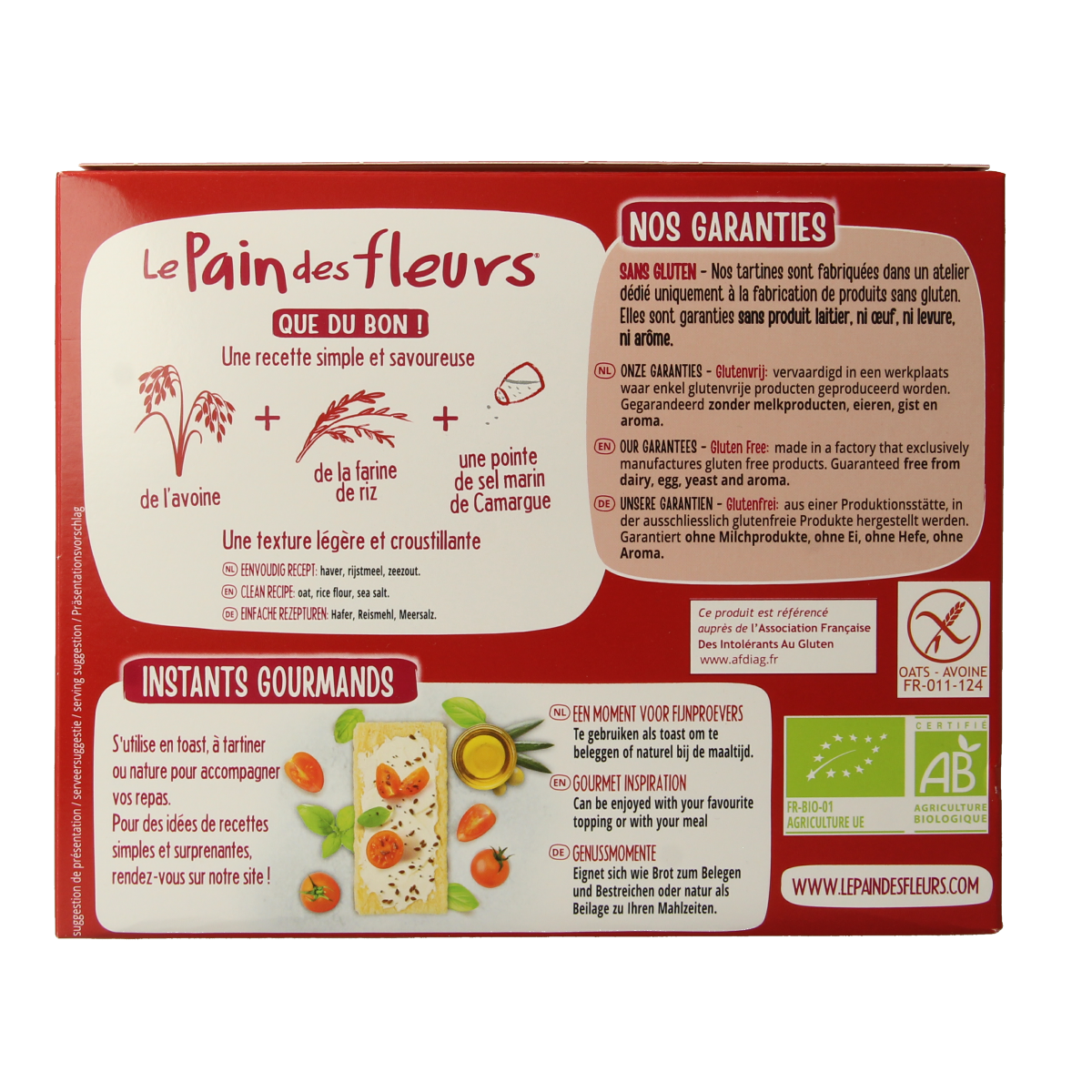 Pain Des Fleurs Krokante crackers haver glutenvrij bio  150.00 Gram