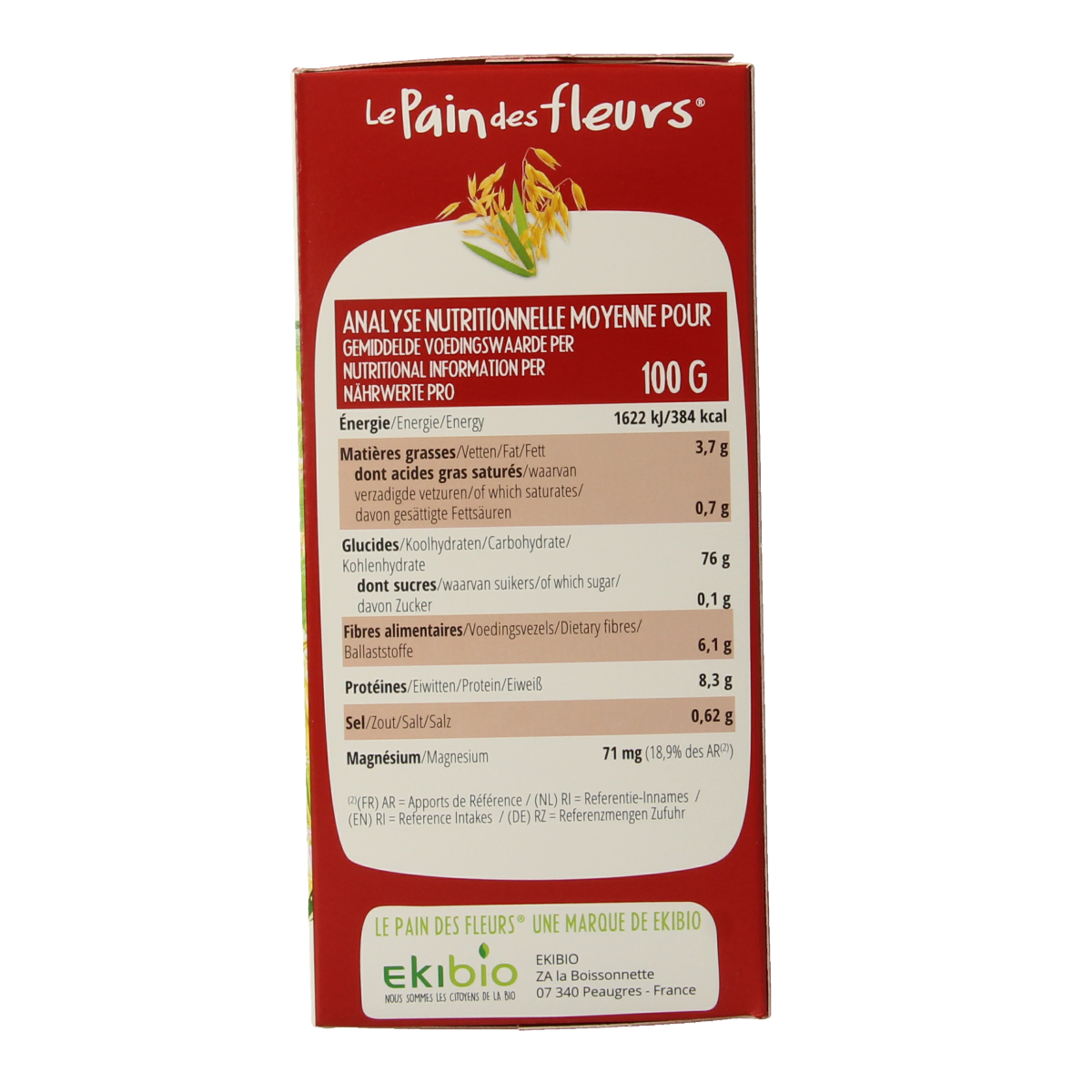 Pain Des Fleurs Krokante crackers haver glutenvrij bio  150.00 Gram
