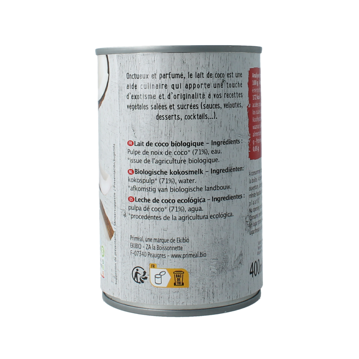 Primeal Kokosmelk bio 400.00 Milliliter