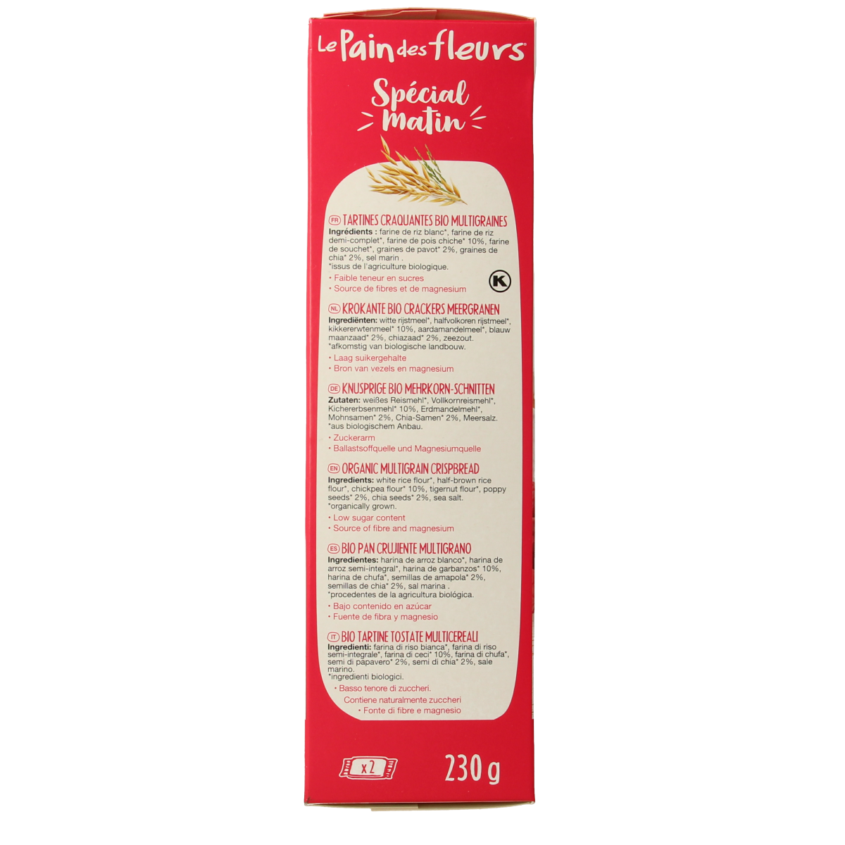 Pain Des Fleurs Special matin meergranen ontbijtcrackers bio 230.00 Gram
