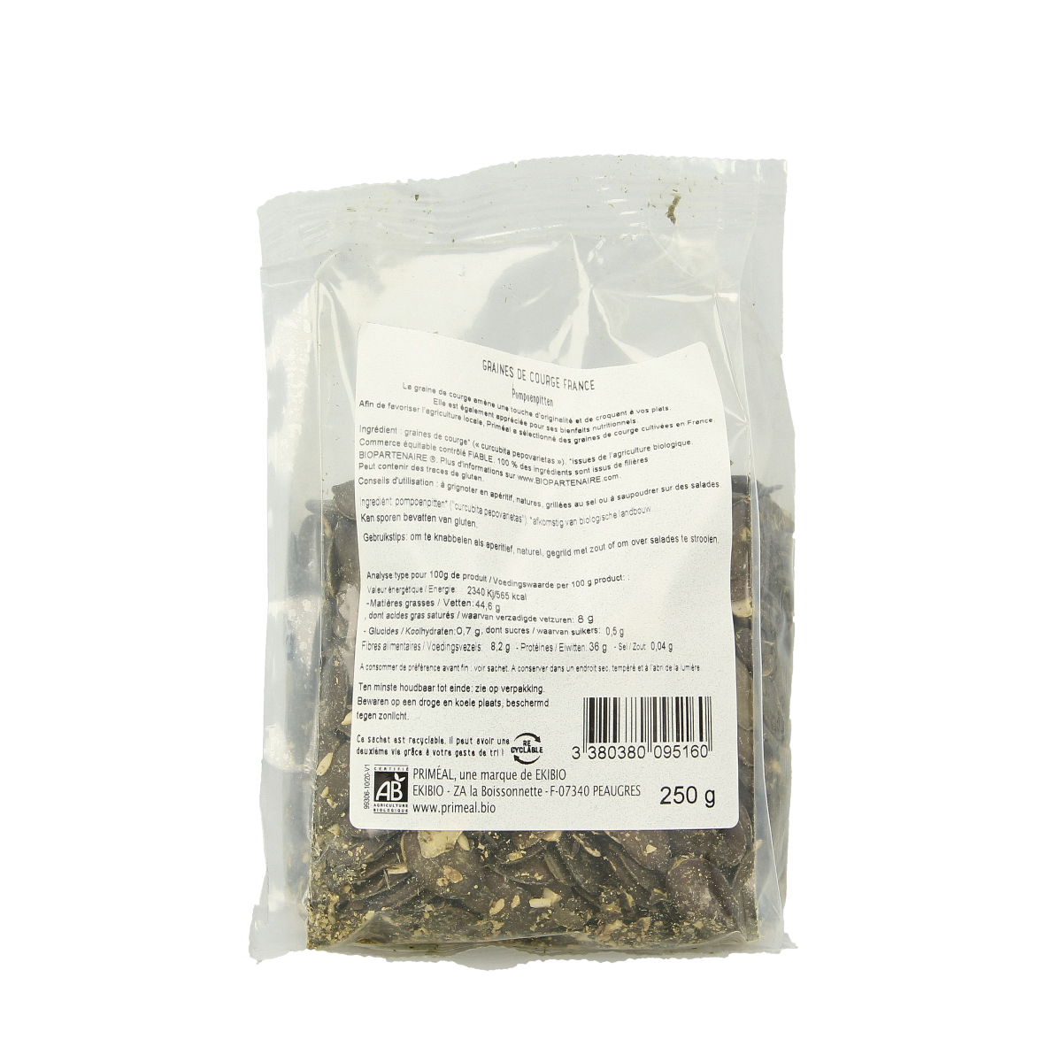 Primeal Pompoenpitten uit Frankrijk bio 250.00 Gram