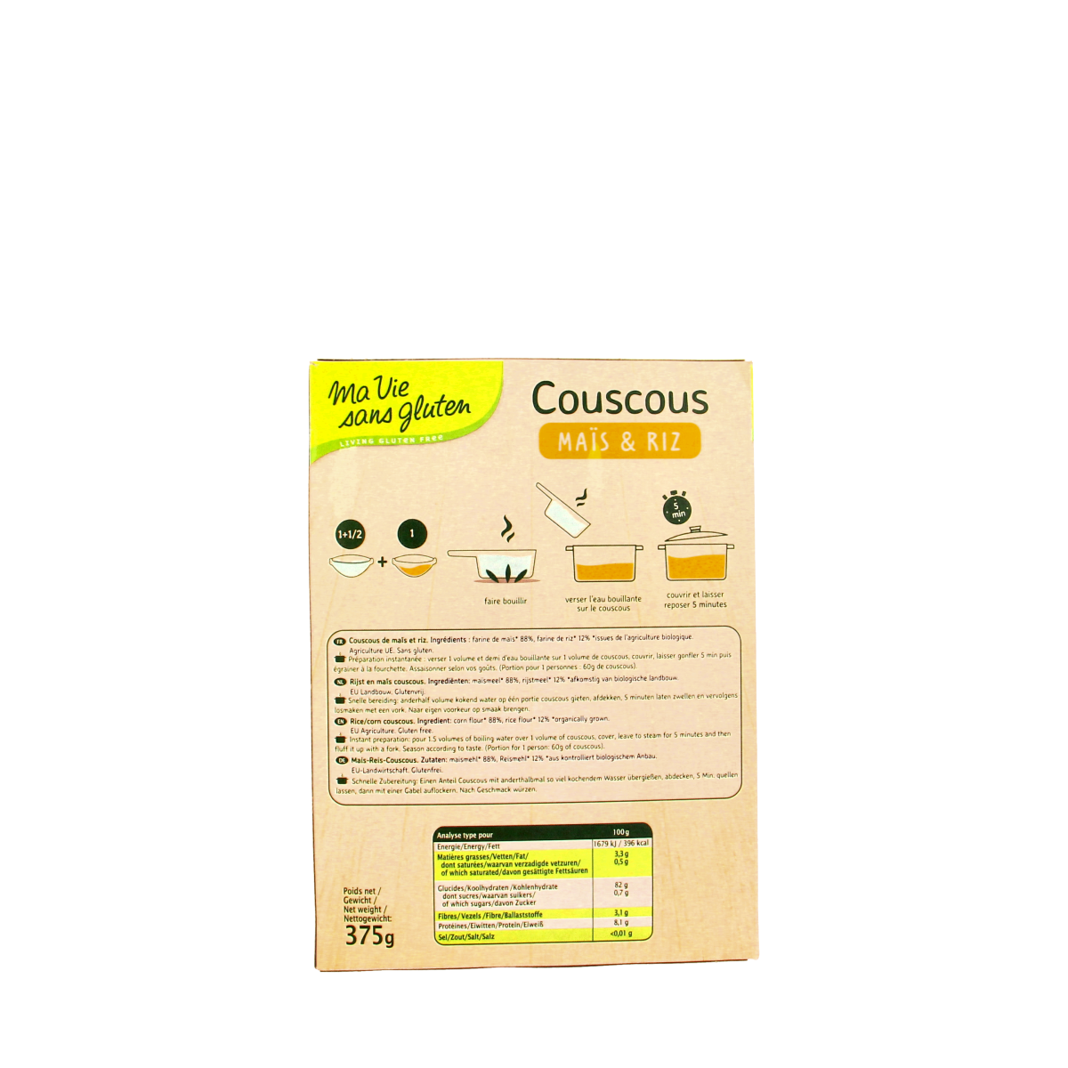 Ma Vie Sans Couscous van mais & rijst glutenvrij bio 375.00 Gram