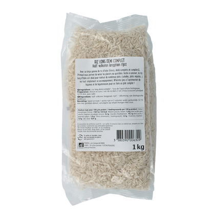 Primeal Halfvolkoren langgraan rijst bio 1.00 Kilogram