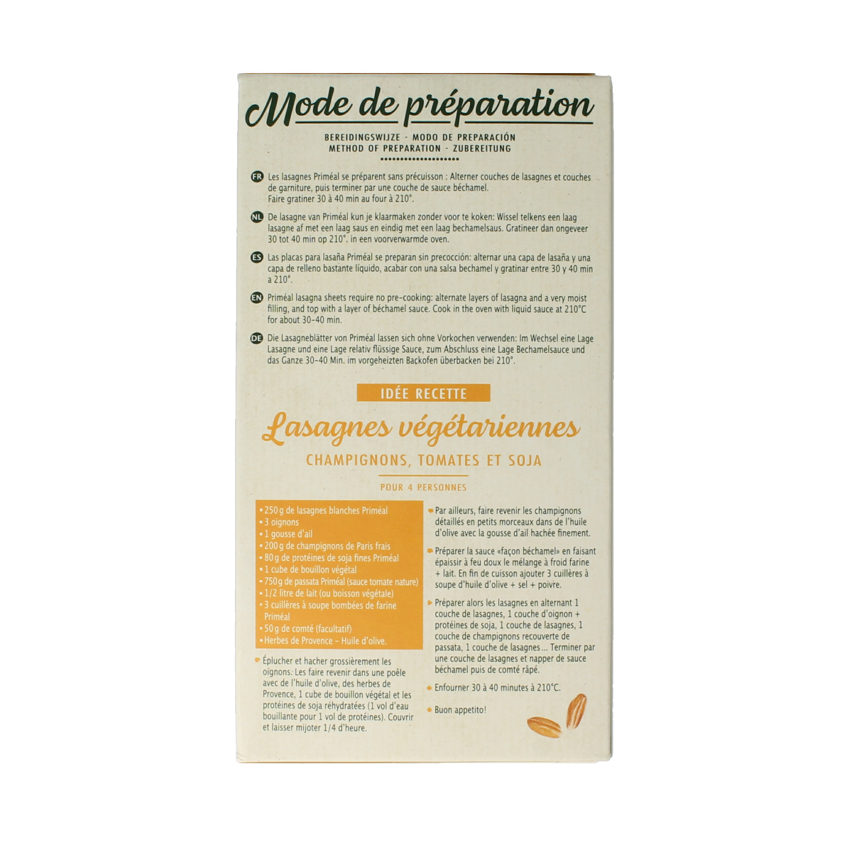 Primeal Witte lasagne bio 250.00 Gram