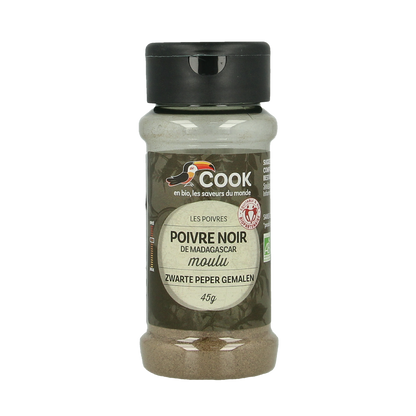 Cook Zwarte peper gemalen bio 45.00 Gram