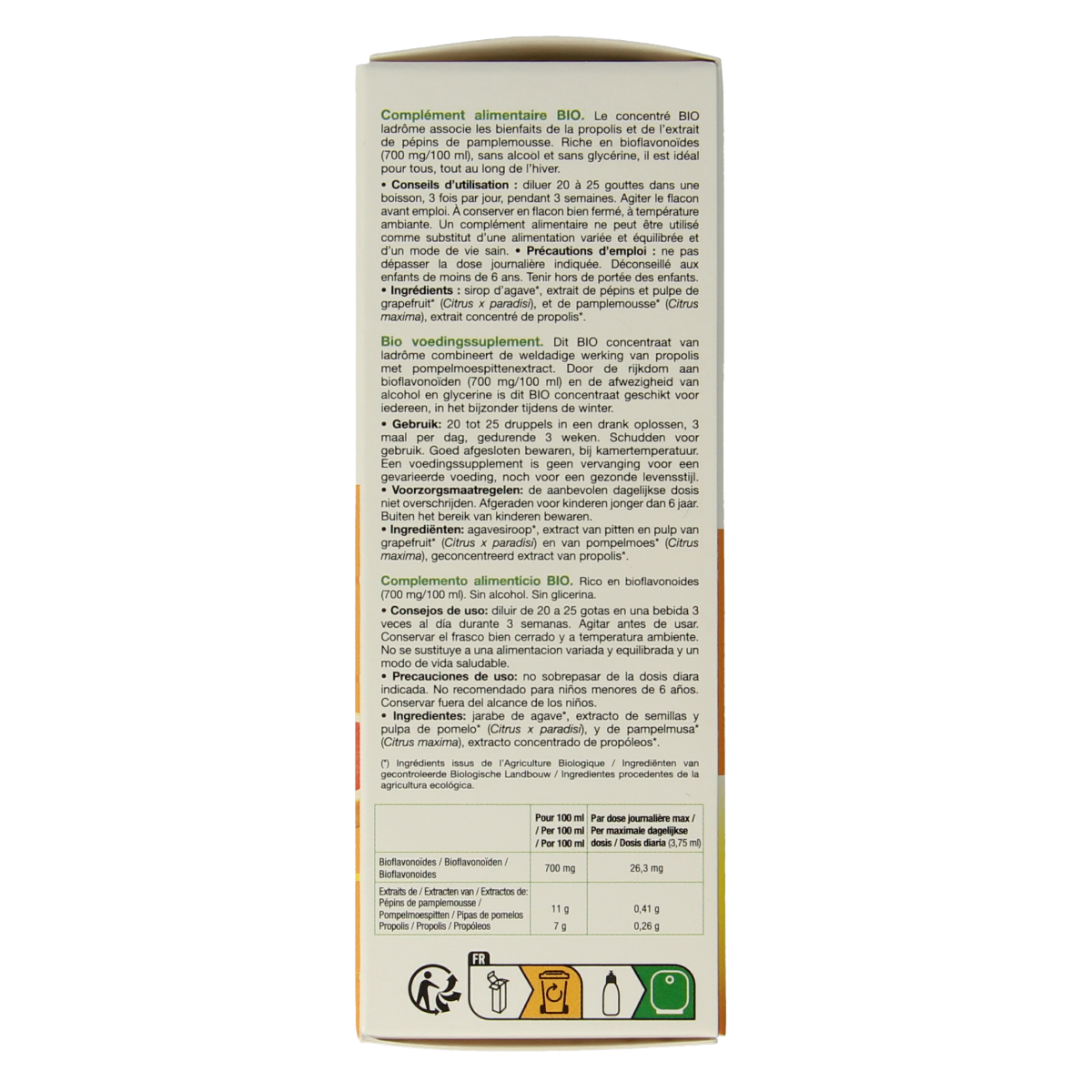 Ladrome Propolis pompelmoes pit concentraat bio 50.00 Milliliter