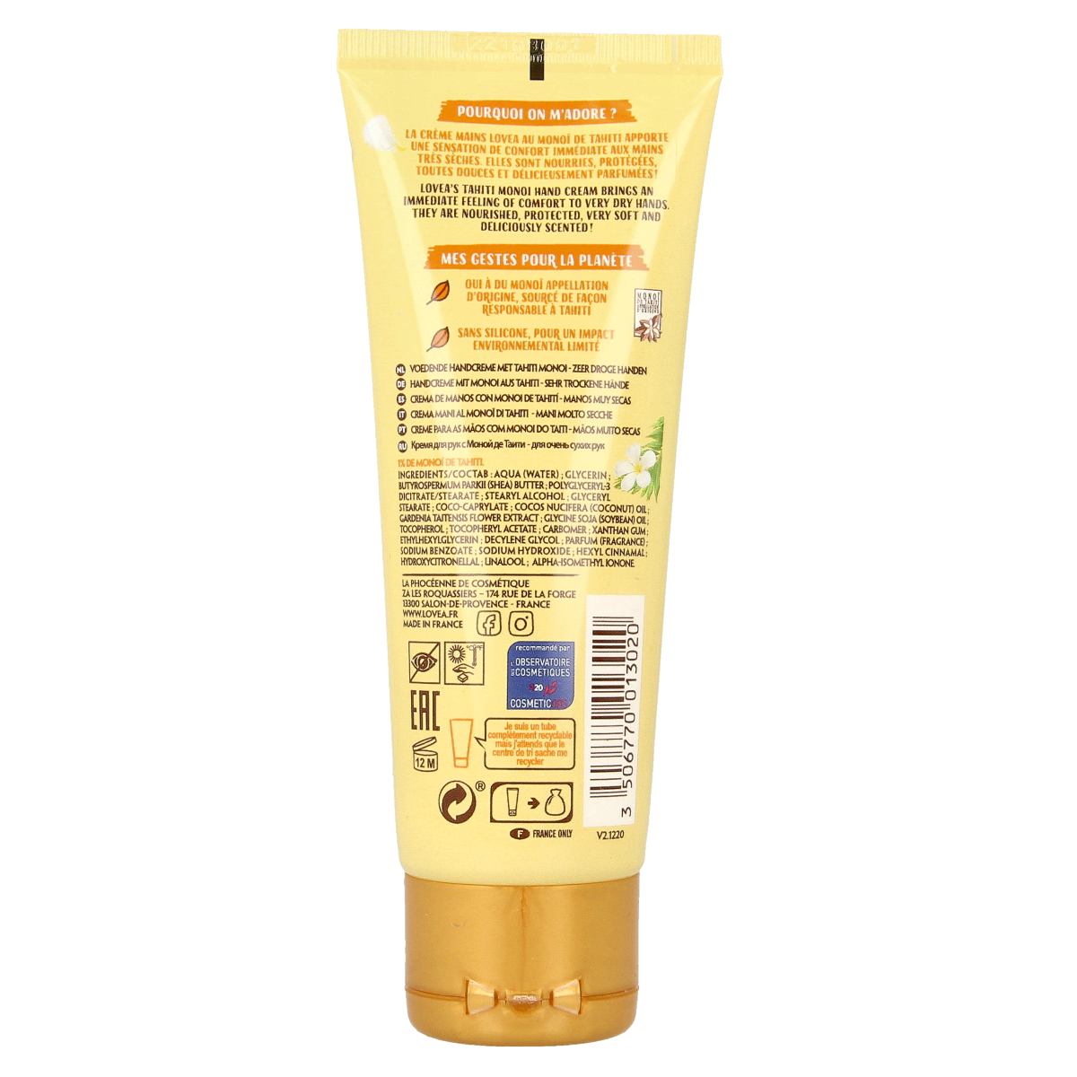 Lovea Hand cream Tahiti Monoi 75.00 Milliliter