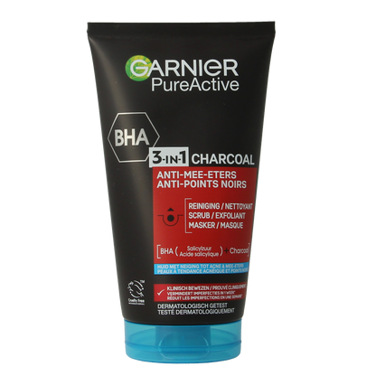 Garnier SkinActive  pure active 3-in-1 charcoal reiniging 150.00 Milliliter