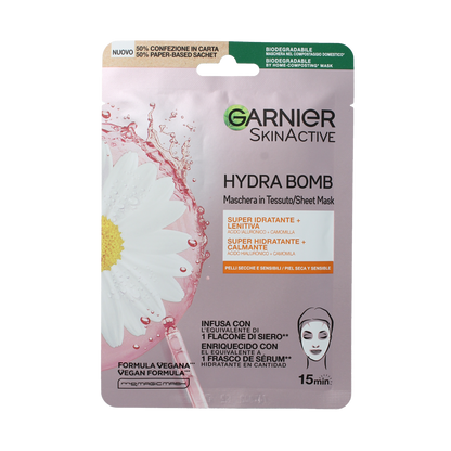 Garnier Skin act tissue masker kamille& hyaluronzuur 1.00 Stuks