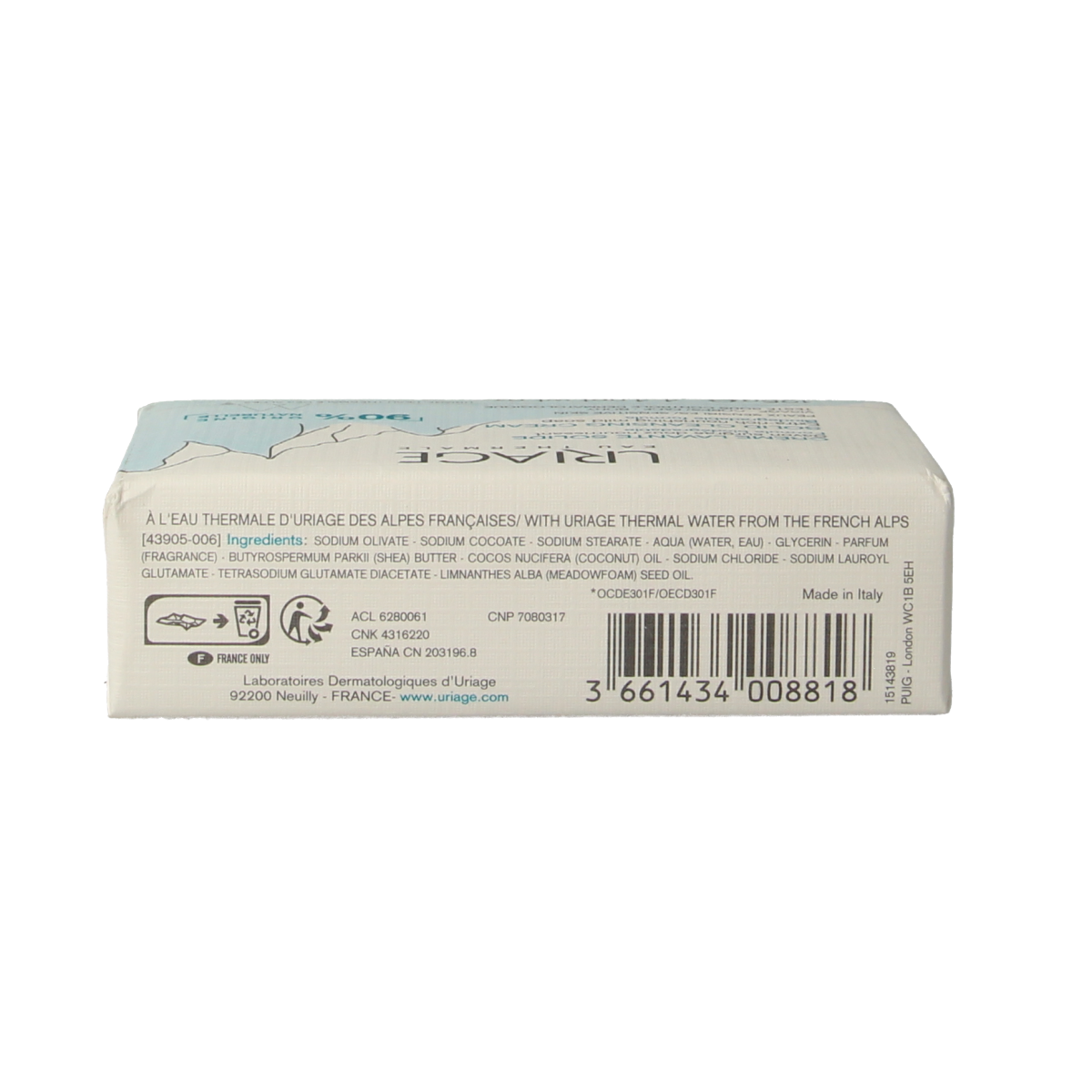 Uriage Thermaal water creme lavante solide 125.00 Gram